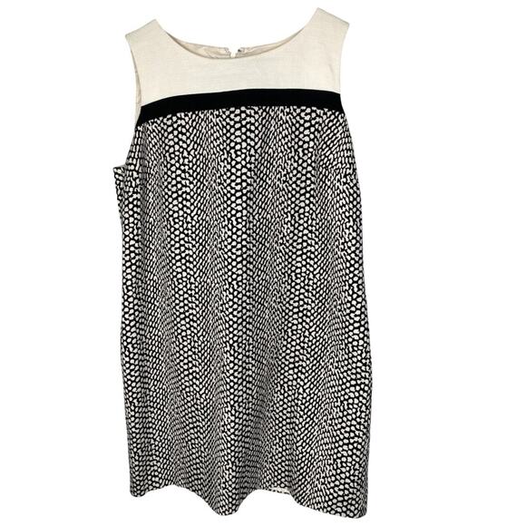 Dana Buchman Sheath Dress Sleeveless Black Cream Animal Print Size 16 Cotton - Picture 1 of 11